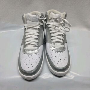 Nike Wmns Court Vision Mid White Metallic Silver Women Casual Shoes CD5436-108